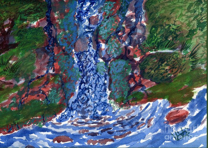 Landcsape Greeting Card featuring the painting Water Rush by Victor Vosen