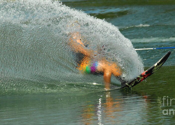 Water Skiing Greeting Card featuring the photograph Water Skiing 5 Magic of Water by Bob Christopher