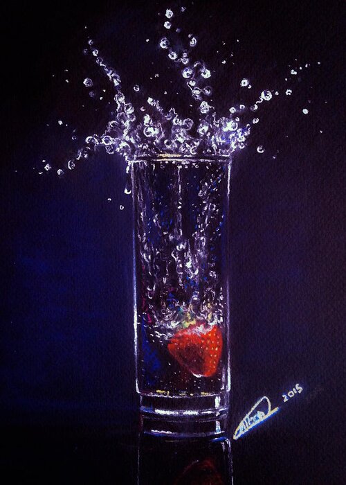Water Greeting Card featuring the painting Water Splash reflection by Alban Dizdari