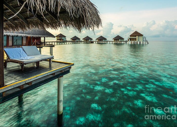 Water Bungalows Greeting Card featuring the photograph Waterbungolaws by Hannes Cmarits