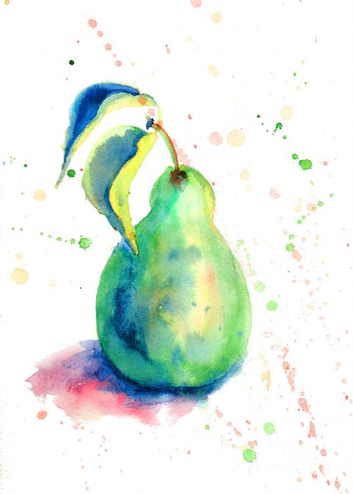 Background Greeting Card featuring the painting Watercolor illustration of pear by Regina Jershova