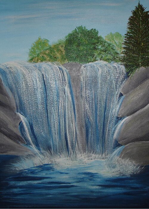 Waterfall Greeting Card featuring the painting Waterfall by Angie Butler