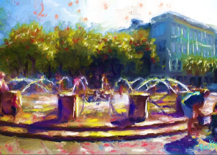 Waterfront Park Greeting Card featuring the painting Waterfront Park by Preston Sandlin