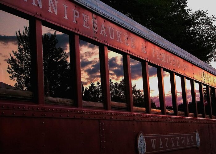 Meredith Greeting Card featuring the photograph Waukewan Train by Jeff Heimlich