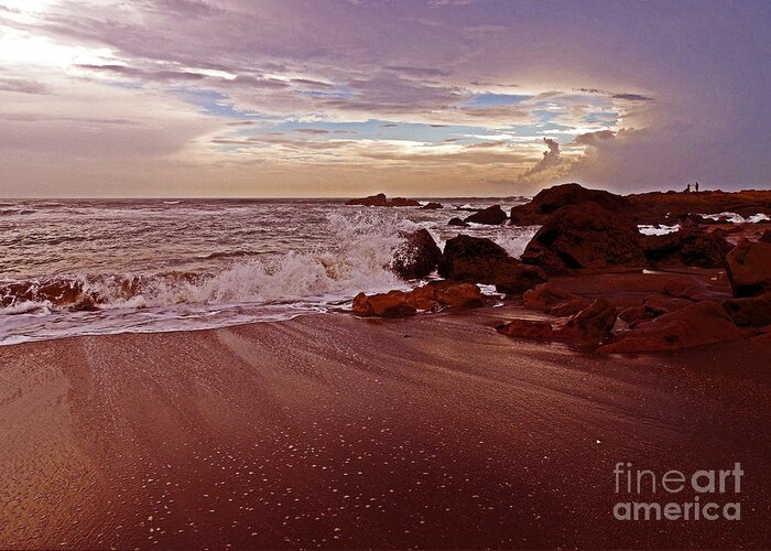 Ocean Greeting Card featuring the photograph Waves Break Hands Shake by Lydia Holly
