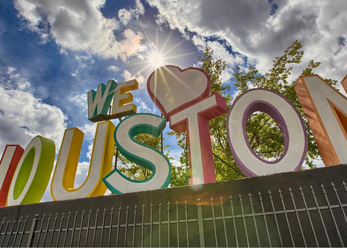 Houston Greeting Card featuring the photograph We Love Houston by Chris Multop