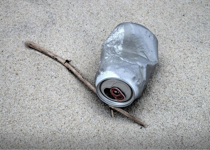 Beach Greeting Card featuring the photograph Weathered Can by Steve Gravano