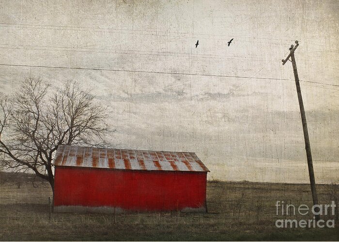 Red Barn Greeting Card featuring the photograph Weathered red barn by Elena Nosyreva