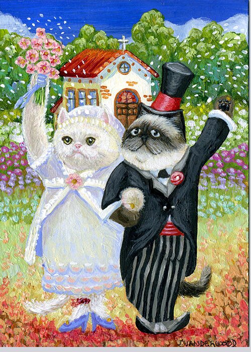 Cats Greeting Card featuring the painting Wedding by Jacquelin L Westerman