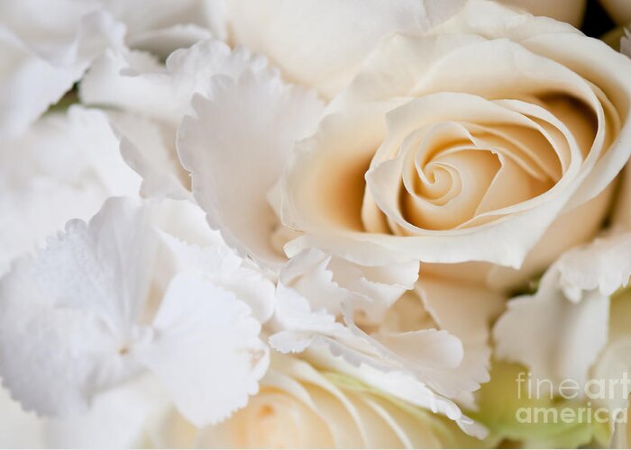 Bouquet Greeting Card featuring the photograph Wedding white flowers by Arletta Cwalina