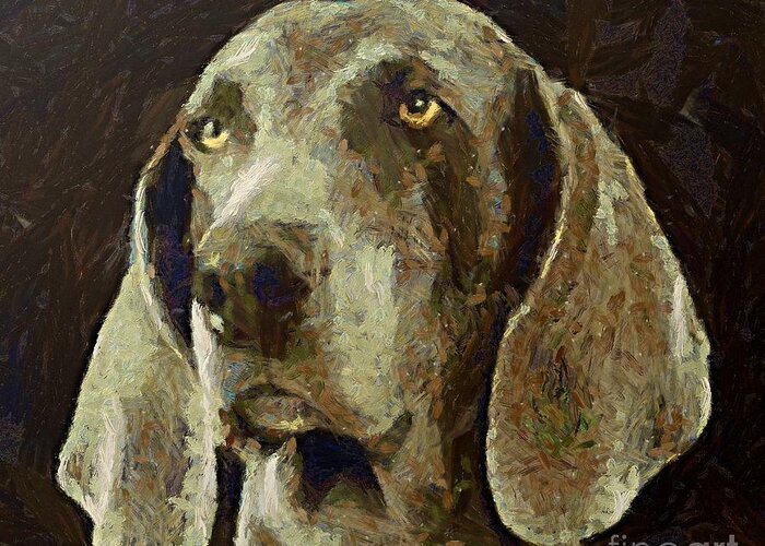 Wainmaraner Greeting Card featuring the painting Weimaraner dog by Dragica Micki Fortuna