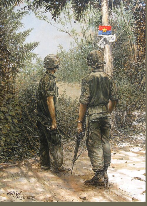 Vietnam War Art Greeting Card featuring the painting Welcome To The Neighborhood by Bob George