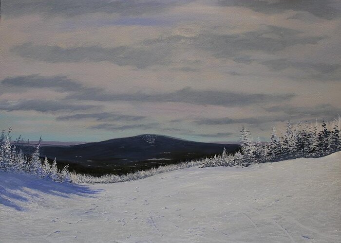 Ski Greeting Card featuring the painting West Meadow by Ken Ahlering
