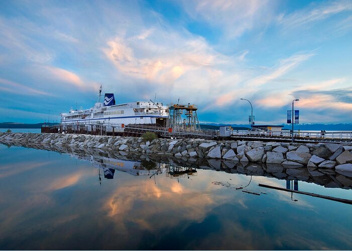  Ferry Greeting Card featuring the photograph Westview Blue Hour by Darren Bradley