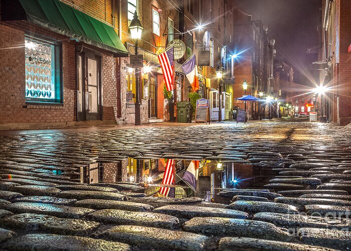 Alley Greeting Card featuring the photograph Wharf Street Puddle by Benjamin Williamson