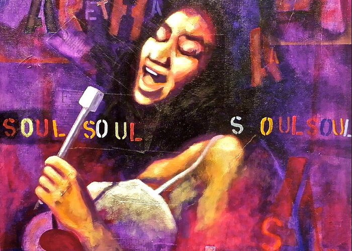 Soul Greeting Card featuring the mixed media What is Soul Aretha by Bryan Tilford