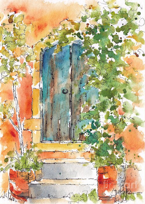 Impressionism Greeting Card featuring the painting What's Behind That Door? by Pat Katz