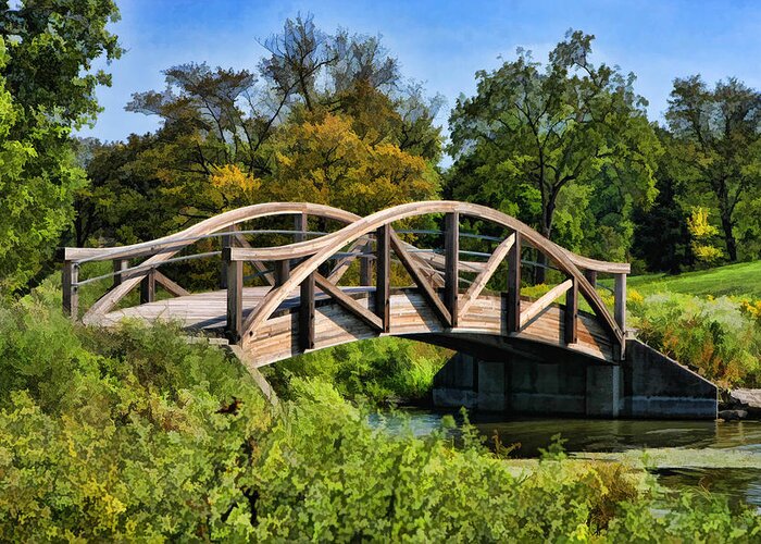 Wheaton Greeting Card featuring the painting Wheaton Northside Park Bridge by Christopher Arndt