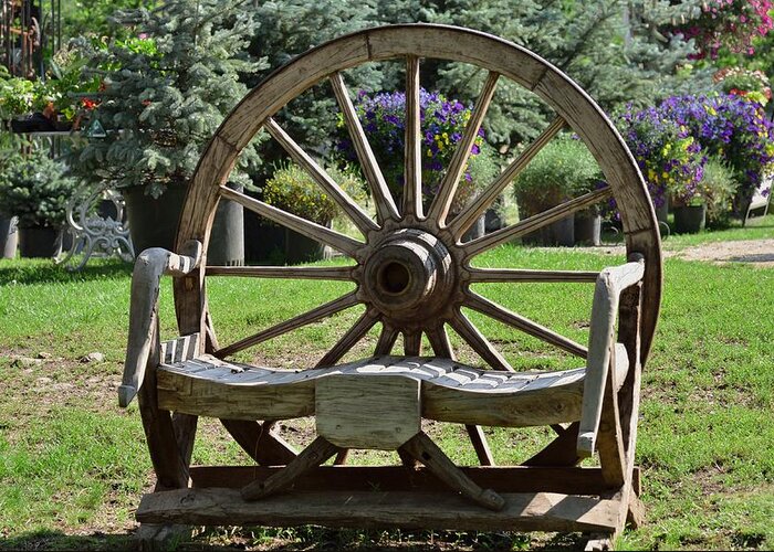 Bench Greeting Card featuring the photograph Wheel Bench by Kae Cheatham