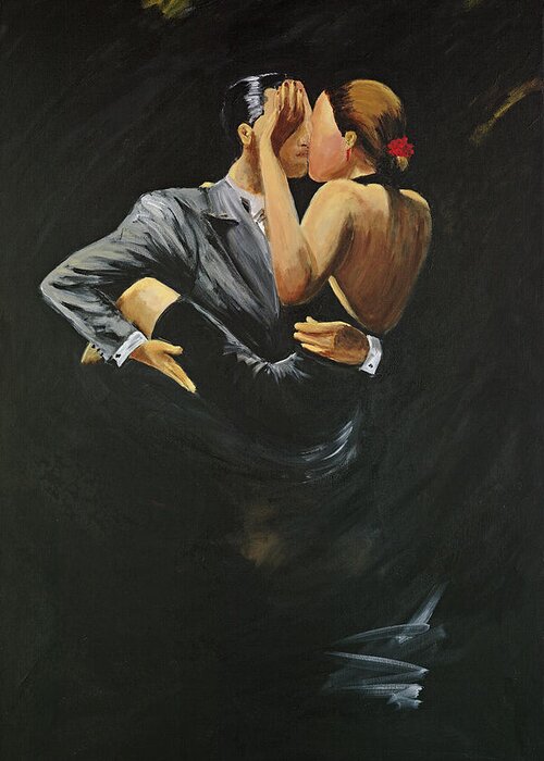 Tango Greeting Card featuring the painting When We Tango by Sheri Chakamian