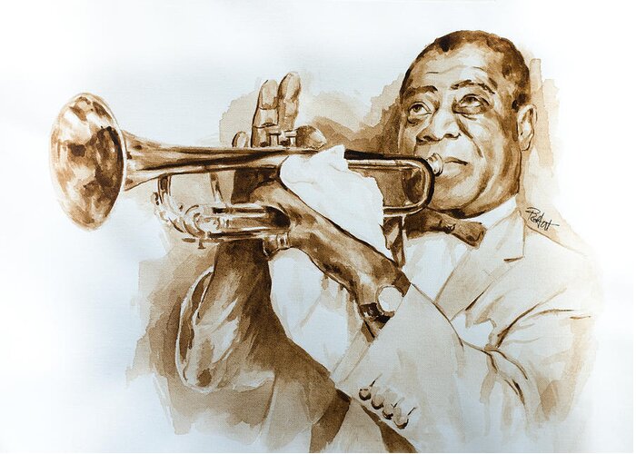 Louis Armstrong Greeting Card featuring the painting When you're smilling by Laur Iduc