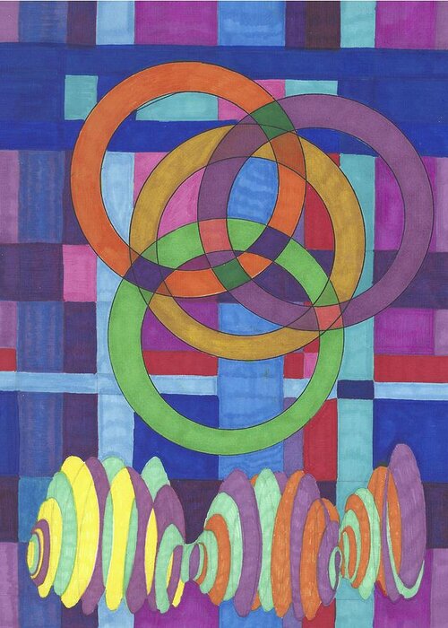 Rings Greeting Card featuring the drawing Where energy and matter meet 3 by Steve Sommers