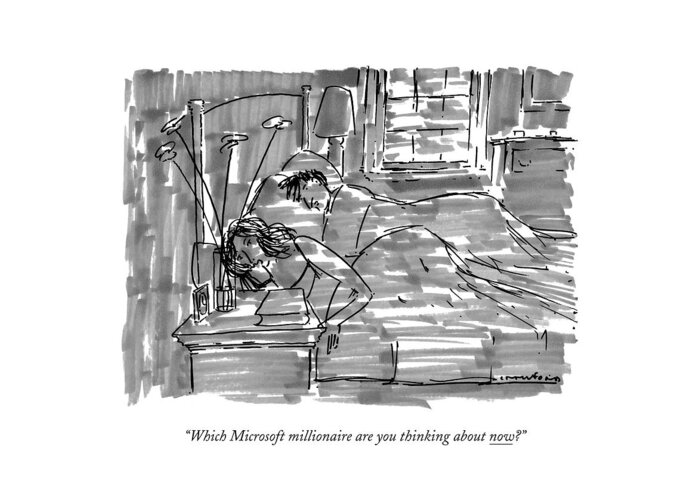 Insomnia Greeting Card featuring the drawing Which Microsoft Millionaire Are You Thinking by Michael Crawford