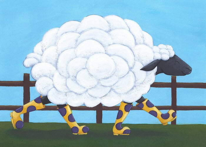 Sheep Greeting Card featuring the painting Whimsical Sheep Art by Christy Beckwith