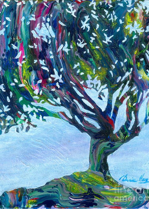 Nature Scene Greeting Card featuring the painting Whimsical Tree by Denise Hoag
