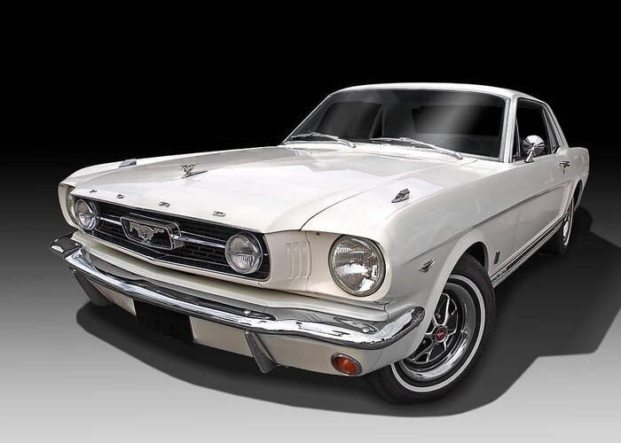 Ford Mustang Greeting Card featuring the photograph White 1966 Mustang by Gill Billington