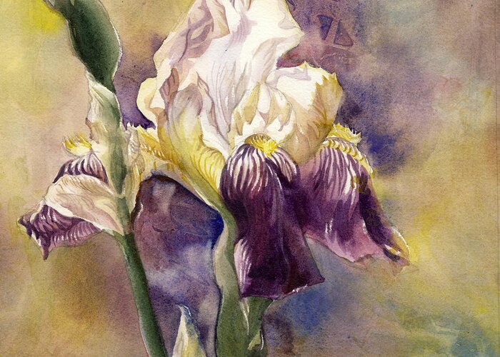 White And Purple Iris Painting by Alfred Ng