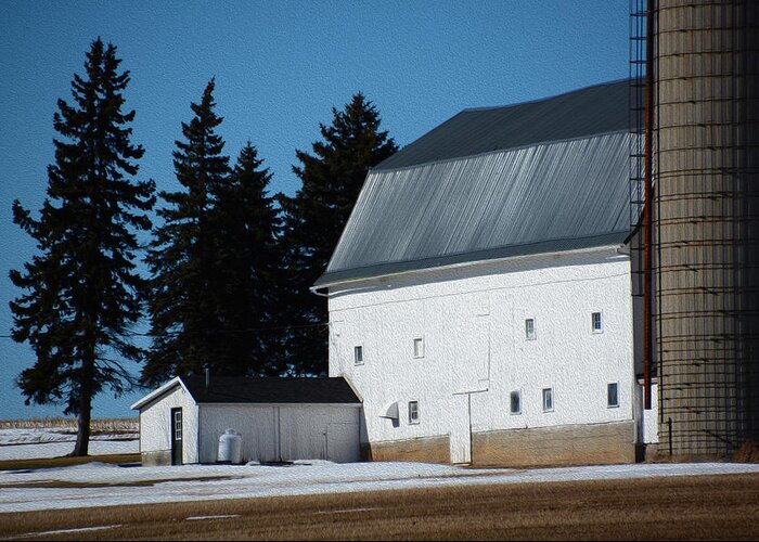 White Barn Greeting Card featuring the photograph White Barn by Tracy Winter