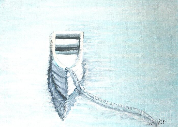 Boat Greeting Card featuring the painting White Boat in Winter by Rita Brown