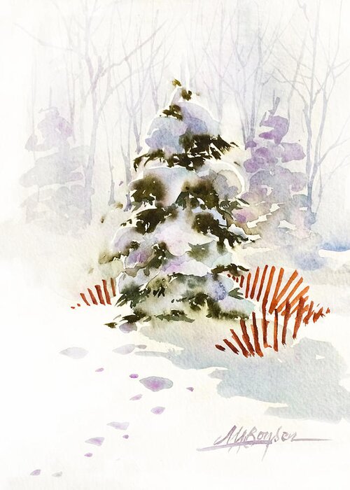 White Christmas Greeting Card featuring the painting White Christmas by Maryann Boysen