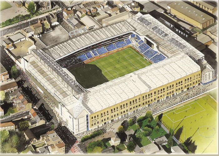 Canvas Greeting Card featuring the painting White Hart Lane - Tottenham Hotspur FC by Kevin Fletcher