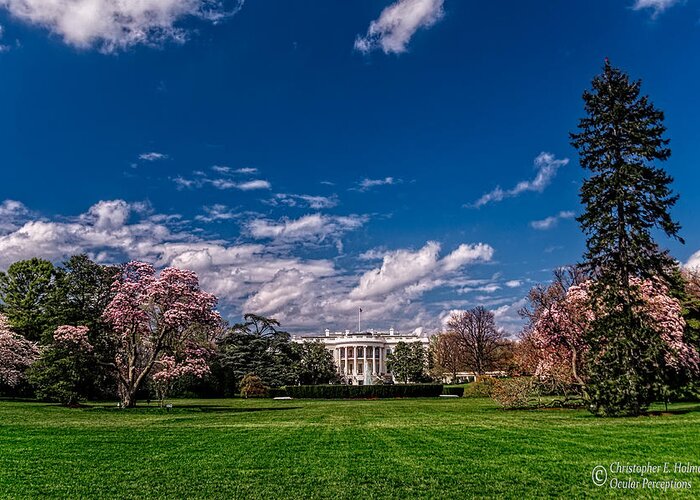 White House Greeting Card featuring the photograph White House Lawn in Spring by Christopher Holmes