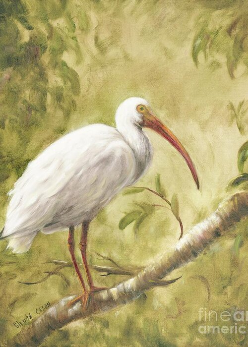 Birds Greeting Card featuring the painting White Ibis by Glenda Cason