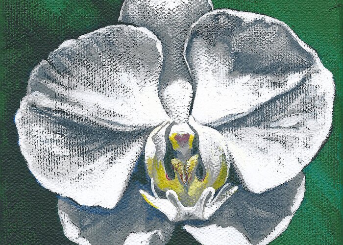 White Orchid Greeting Card featuring the painting White Orchid I by Joan Garcia