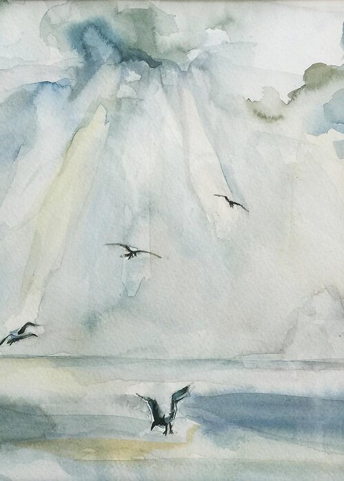 Ocean Greeting Card featuring the painting White Shore by Ksenia VanderHoff