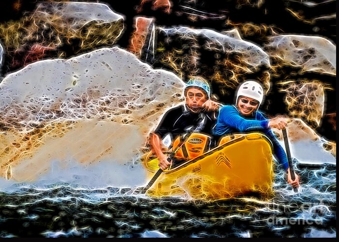 Outdoor Greeting Card featuring the photograph Whitewater canoe paddlers by Les Palenik