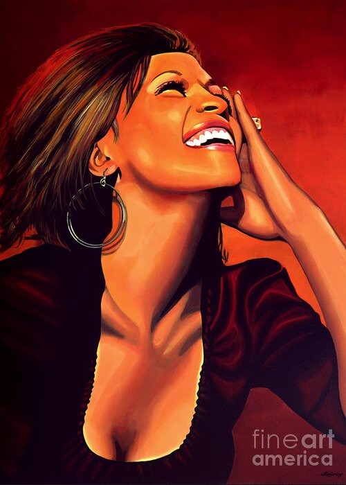 Whitney Houston Greeting Card featuring the painting Whitney Houston by Paul Meijering