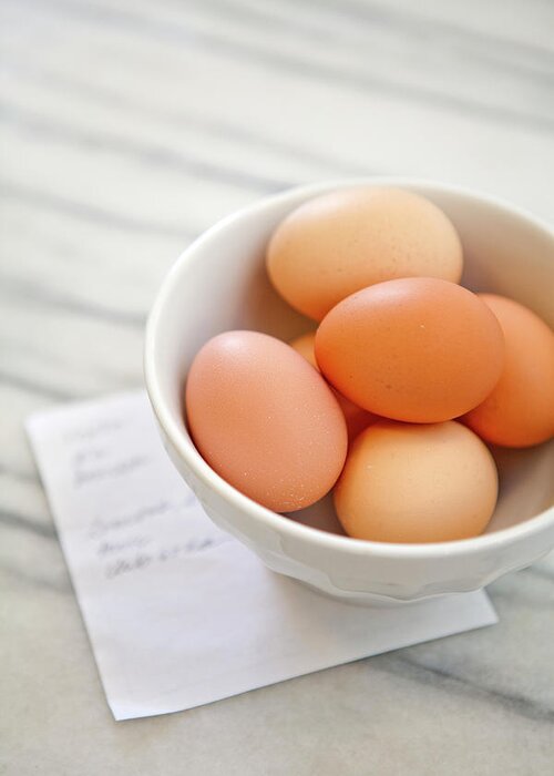 Heap Greeting Card featuring the photograph Whole Eggs And Grocery List by Leela Cyd