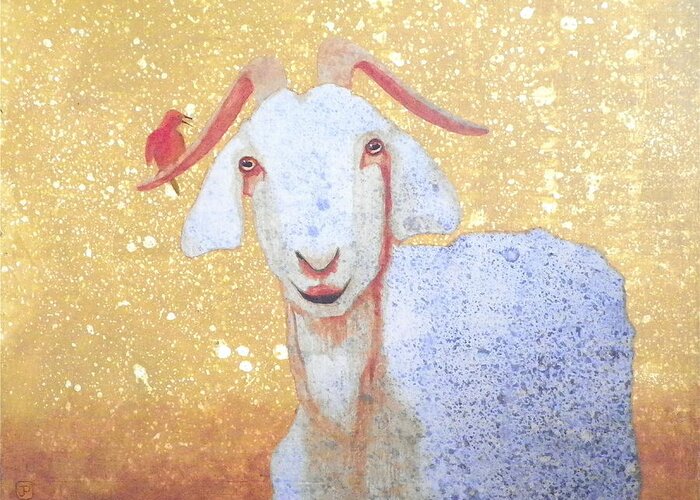 Goat Greeting Card featuring the painting Why Me by John Pinkerton
