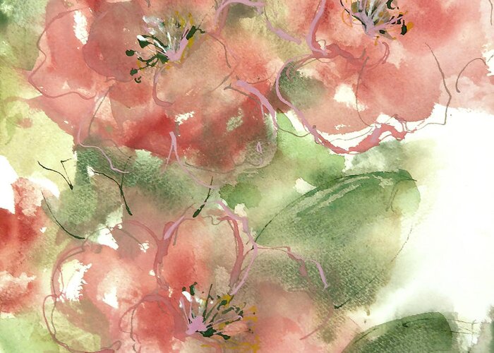 Original Watercolors Greeting Card featuring the painting Wild Camellia 2 by Chris Paschke