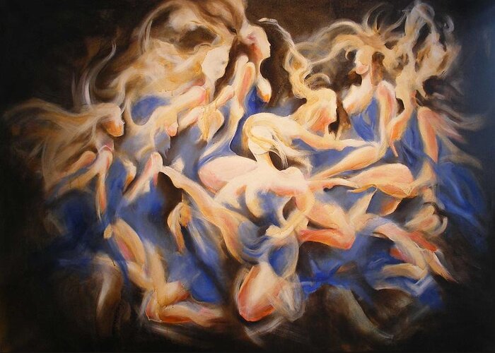 Flow Greeting Card featuring the painting Wild dance by Georg Douglas