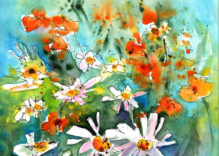 Impressionism Greeting Card featuring the painting Wild Flowers 08 by Miki De Goodaboom