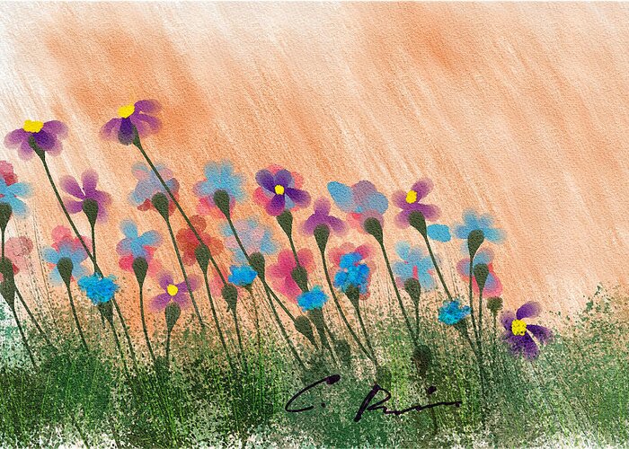 Flowers Greeting Card featuring the painting Wild flowers by Charlie Roman