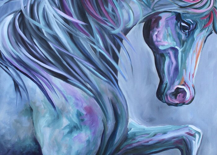 Horse Greeting Card featuring the painting Wild Stallion Abstract by Debbie Hart