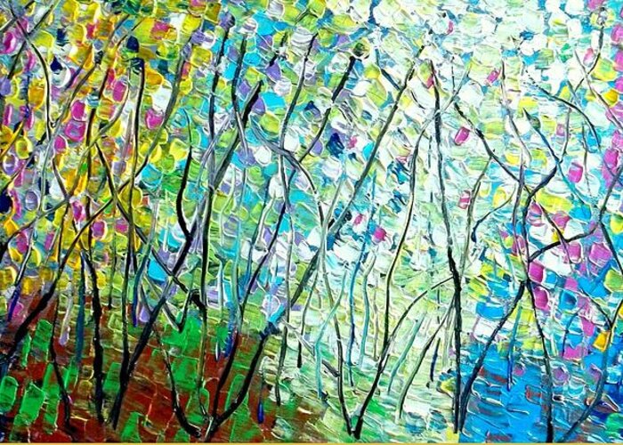 Abstract Greeting Card featuring the painting Wildflowers by Shirley Smith