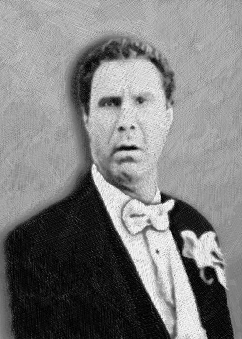 Anchorman Greeting Card featuring the mixed media Will Ferrell Old School by Tony Rubino